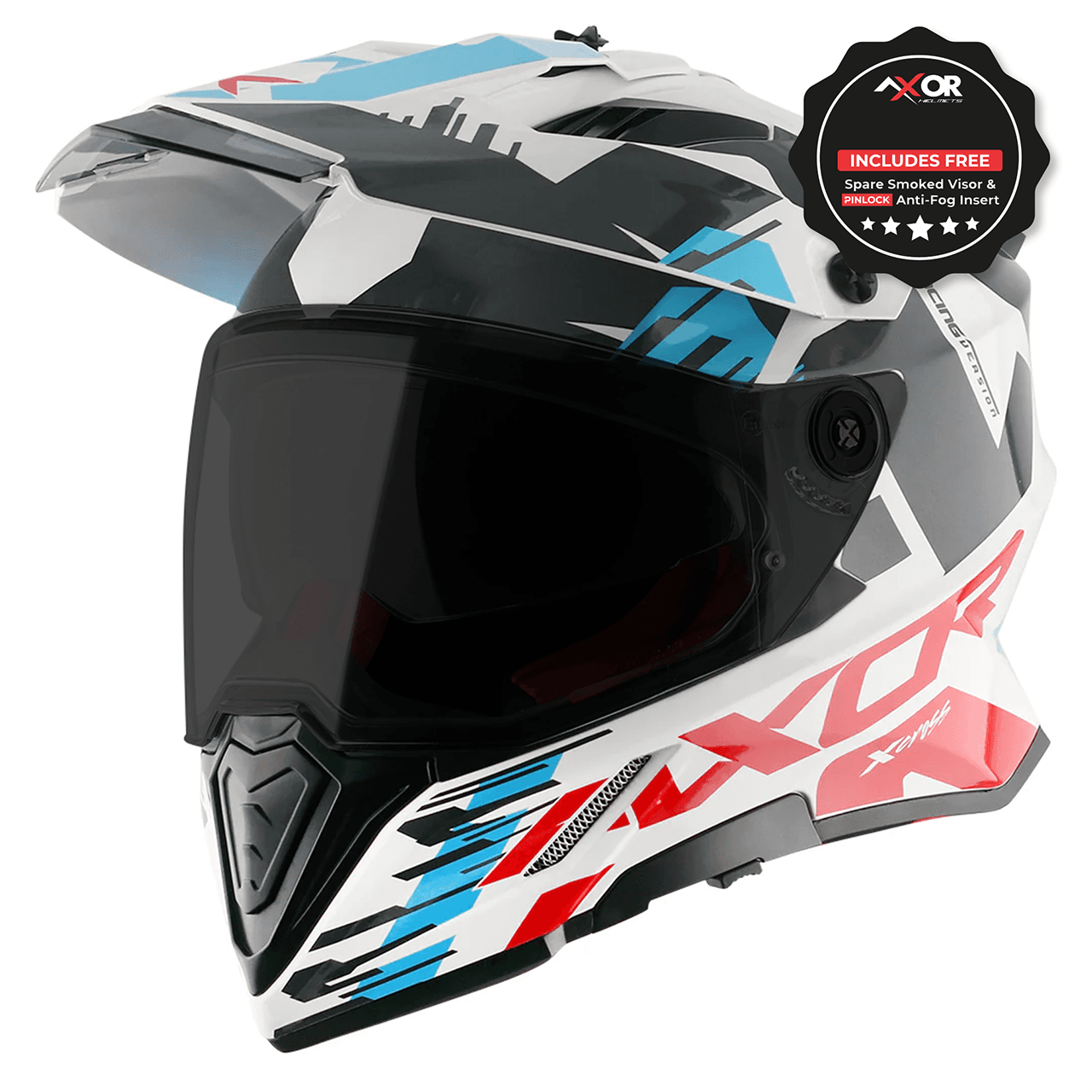 Titanium Motorcycle Rear Sprocket 520 - Axor X-Cross Adventure Motorcycle Helmet White/Red